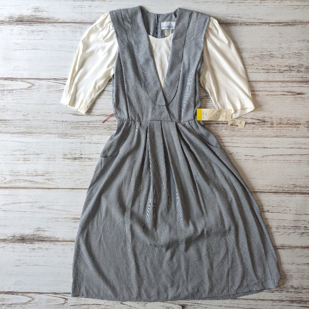 Periwinkle Vintage Seersucker Gingham Blue and White Dress sz 12 New